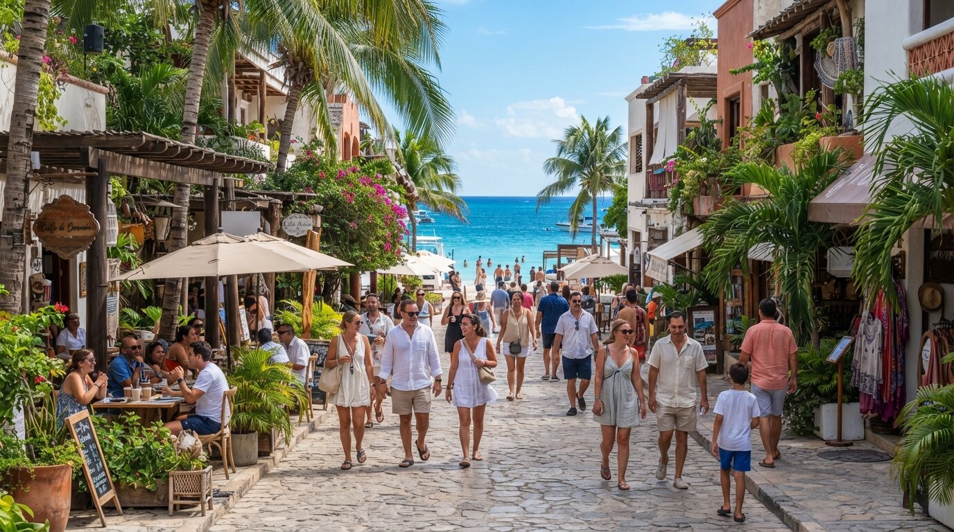 Estilo de vida caminable en Playa del Carmen cerca de la playa